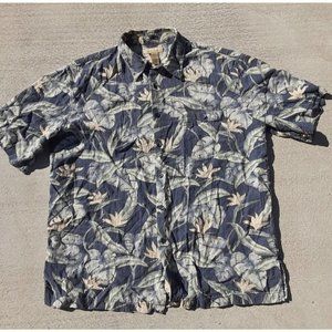 Kona Kai Trading Co. Men's Aloha Hawaiian Shirt Blue Tropical Print Size XL